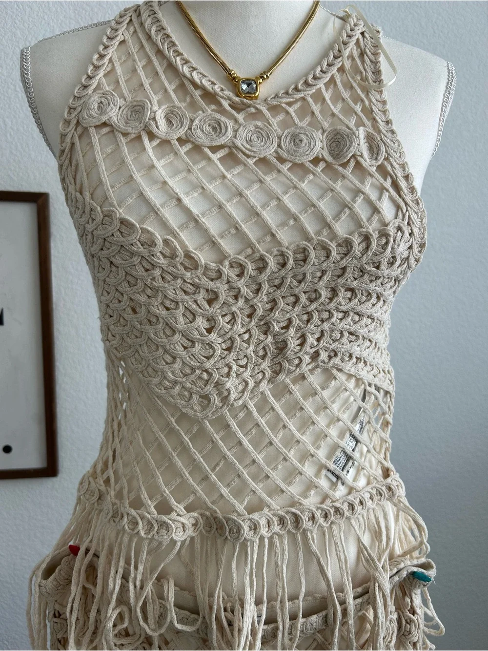 H&M Cream Crochet Maxi Swim Cover-Up Dress